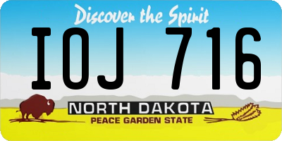ND license plate IOJ716