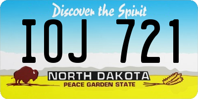 ND license plate IOJ721