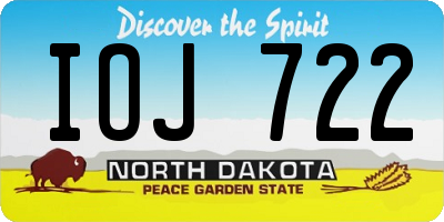 ND license plate IOJ722