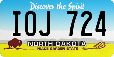 ND license plate IOJ724