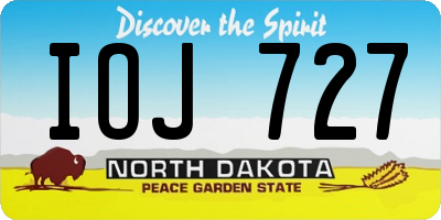 ND license plate IOJ727