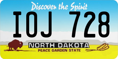 ND license plate IOJ728