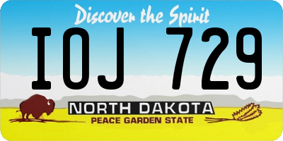 ND license plate IOJ729