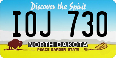 ND license plate IOJ730