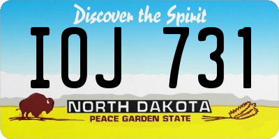 ND license plate IOJ731