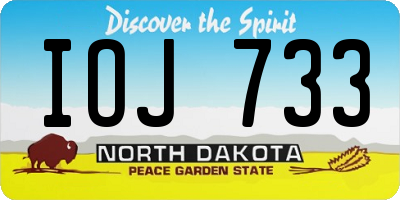 ND license plate IOJ733