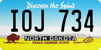 ND license plate IOJ734