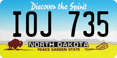 ND license plate IOJ735