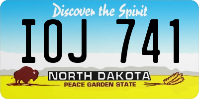 ND license plate IOJ741