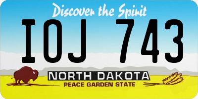ND license plate IOJ743