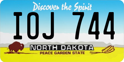ND license plate IOJ744