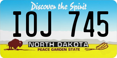 ND license plate IOJ745