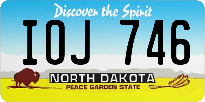 ND license plate IOJ746