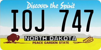 ND license plate IOJ747