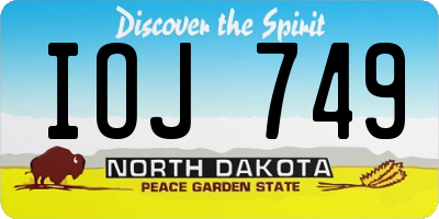 ND license plate IOJ749