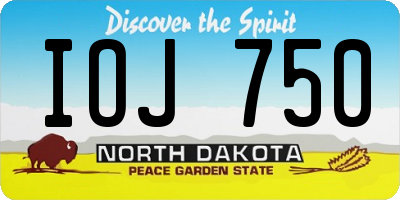 ND license plate IOJ750