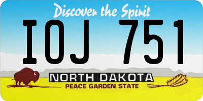 ND license plate IOJ751