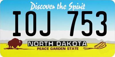 ND license plate IOJ753