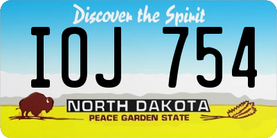ND license plate IOJ754
