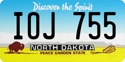 ND license plate IOJ755