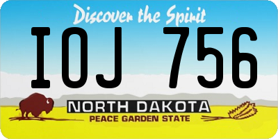 ND license plate IOJ756