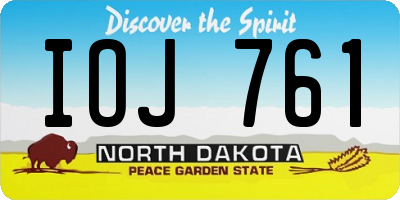ND license plate IOJ761