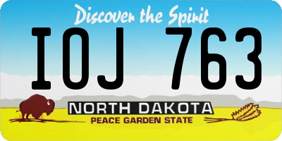 ND license plate IOJ763