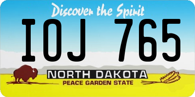 ND license plate IOJ765