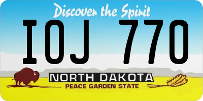 ND license plate IOJ770