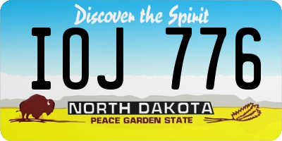 ND license plate IOJ776