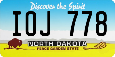 ND license plate IOJ778