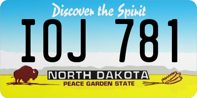 ND license plate IOJ781