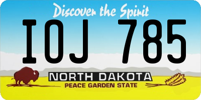 ND license plate IOJ785