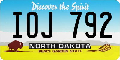 ND license plate IOJ792