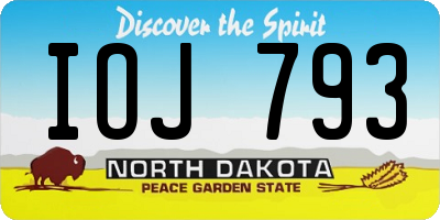 ND license plate IOJ793
