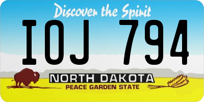ND license plate IOJ794