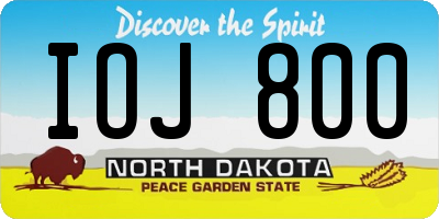ND license plate IOJ800