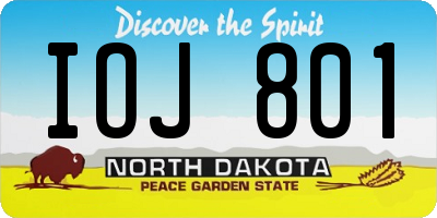 ND license plate IOJ801