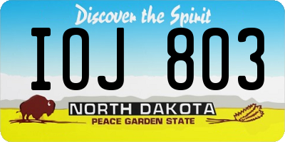 ND license plate IOJ803