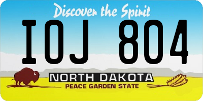 ND license plate IOJ804