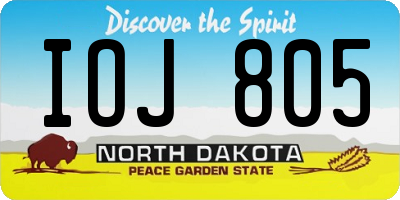 ND license plate IOJ805