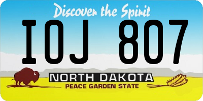 ND license plate IOJ807