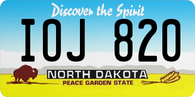 ND license plate IOJ820