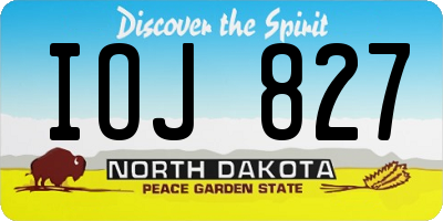 ND license plate IOJ827