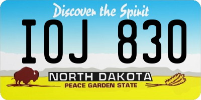 ND license plate IOJ830