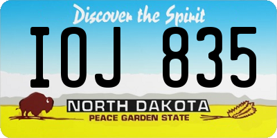 ND license plate IOJ835