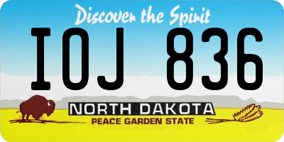ND license plate IOJ836