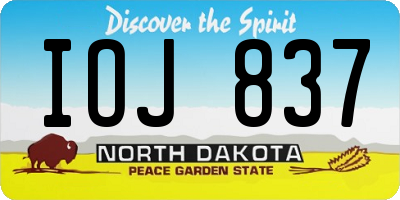 ND license plate IOJ837