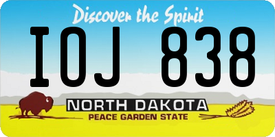 ND license plate IOJ838