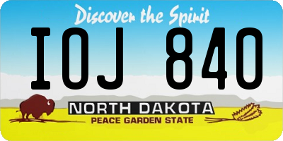 ND license plate IOJ840